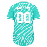 Custom Turquoise White Zebra Pattern Personalized Authentic Baseball Jersey BSBJ01-D020201-11